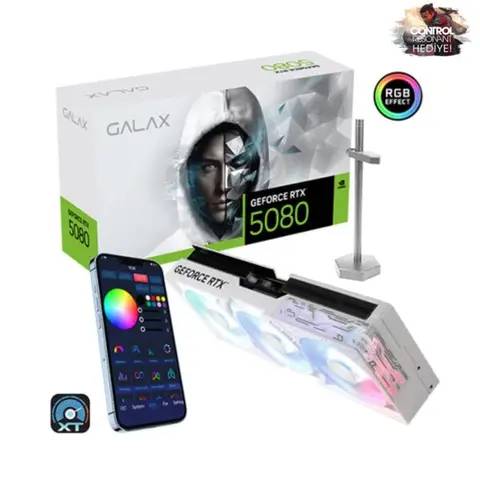GALAX GeForce RTX 5080 1-Click OC White 16GB GDDR7 256 Bit DLSS 4 Ekran Kartı (58NZN6MDBCWH) – CONTROL Resonant Hediyeli