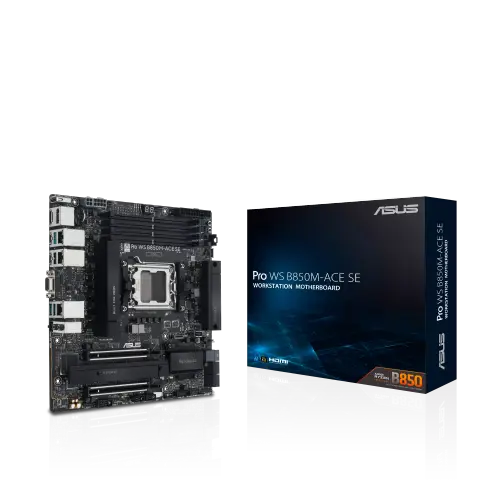 Asus Pro WS B850M-ACE SE Sc-AM5 DDR5 9000Mhz 4xM2 3x Lan 10GB micro ATX AMD Anakart