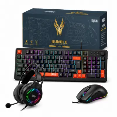 Dragos Bundle RGB Kablolu Oyuncu Klavye Mouse ve Kulaklık Seti
