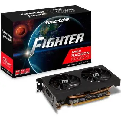 Powercolor Fighter RX6500XT OC Amd GDDR6 64Bit Hdmi.Display Çift Fan 4GB Ekran Kartı