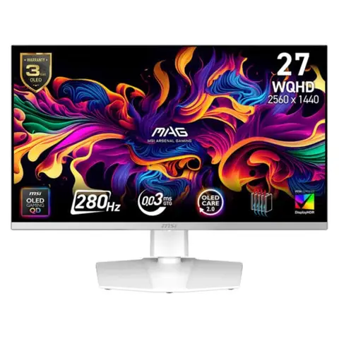 MSI MAG 272QPW QD-OLED X28 26.5 inç 280Hz 0.03ms 2K WQHD Adaptive Sync Beyaz Pivot Gaming Monitör