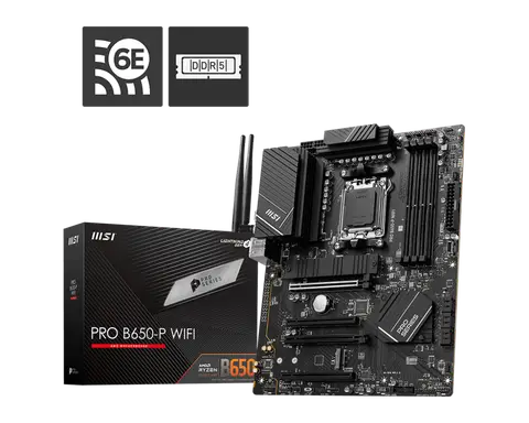 Msi PRO B650M-A WIFI Sc-AM5 B650 DDR5 6400Mhz M.2 2.5Gbit Wi-Fi 6E mATX AMD Anakart