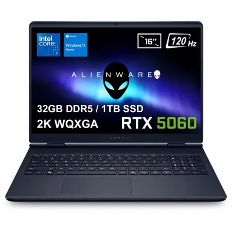 Dell Alienware 16 Aurora Intel Core 7-240H GeForce RTX 5060 8GB 32GB DDR5 1TB SSD 16 inç 2K WQXGA 120Hz WVA W11 Home Gaming Laptop (AC16250-C716156Wv1) – 2 Yıl Yerinde Servis Garantisi