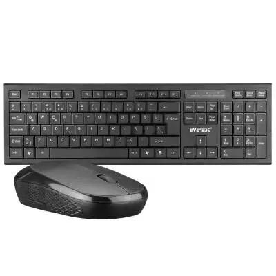 Everest KM-6121 USB Kablosuz Siyah Slim Standart Q Klavye ve Mouse Set