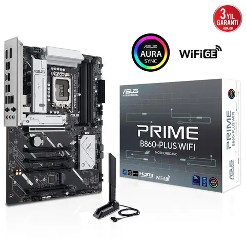 ASUS Prime B860-PLUS WiFi 8200MHz (OC) DDR5 Soket LGA1851 M.2 HDMI DP ATX Anakart