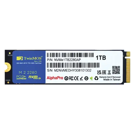 Twinmos NVME1TB2280AP 1 TB 3600-3250Mb-s M.2 PCIe Gen3 NVMe 22x80 3DNAND SSD Harddisk