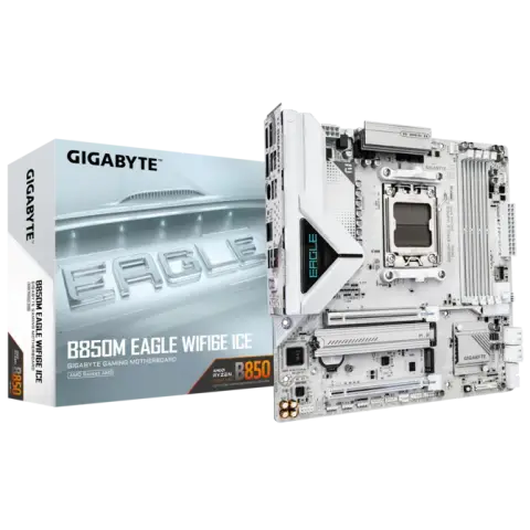 Gigabyte B850M EAGLE WIFI6E ICE Sc-AM5 DDR5 8200Mhz 2xM2 2.5Gbit Wi-Fi 6E mATX AMD Anakart
