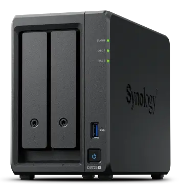 Synology DS725 PLUS Ryzen R1600 4GB DDR4 2 HDD 2.5-3.5 inch 2 Port RJ15 LAN Ağ Depolam Nas Cihazı