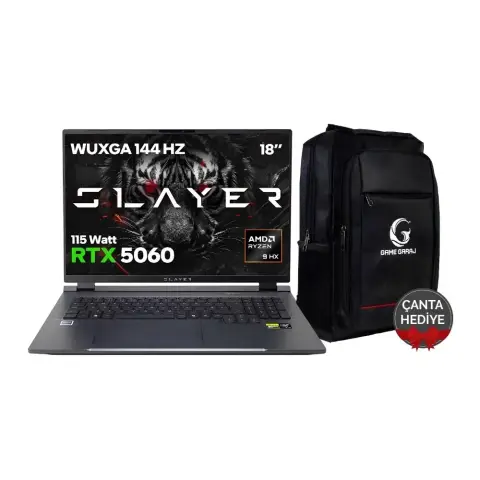 Game Garaj Slayer R9T XL-5060 C6 AMD Ryzen 9 8945HX RTX5060 32GB RAM 1TB SSD 18'' WUXGA 144Hz FreeDos Oyuncu Laptop