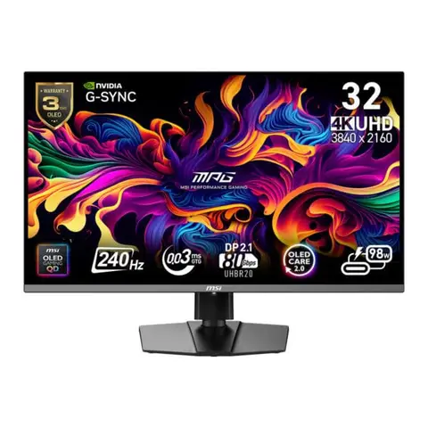 MSI MPG 322URX QD-OLED 31.5 inç 240Hz 0.03ms 4K UHD Adaptive Sync QD-OLED Pivot Gaming Monitör