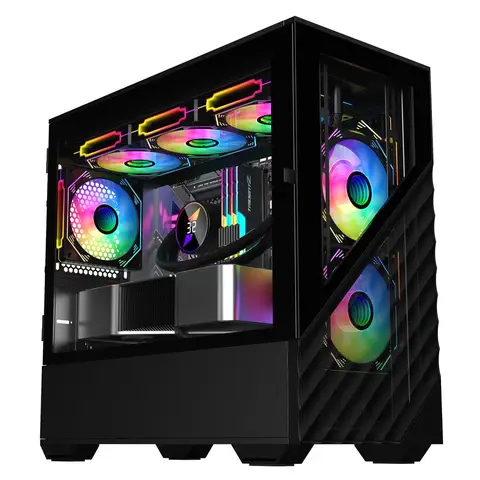 1ST Player DK D7 Siyah 750W 80+ 5x12CM ARGB Fan Temperli Cam- Metal Mesh USB 3.0 M-ATX Kasa