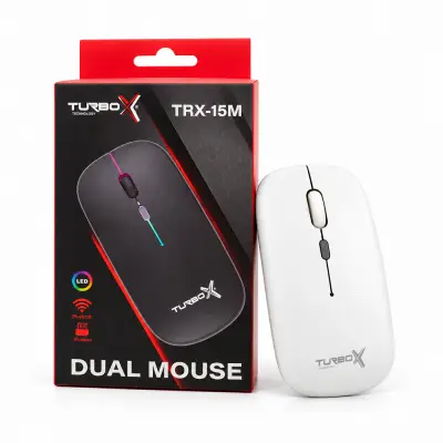 Turbox TRX-15M Dual Mode Wireless + Bluetooth Beyaz RGB Optik Mouse