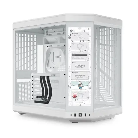 HYTE Y70 Touch Snow White Temperli Cam USB 3.2 E-ATX Dual Chamber Mid Tower Dokunmatik Ekranlı Gaming Kasa (CS-HYTE-Y70TTI-WW) – 2 Yıl Birebir Değişim Garantili