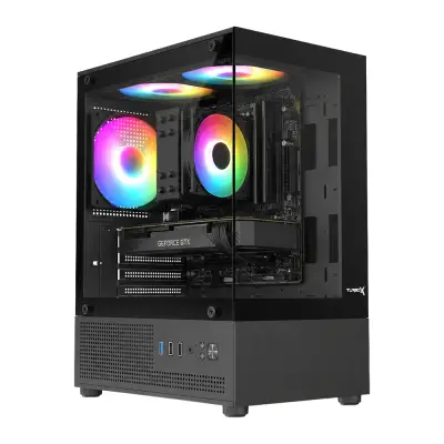 Turbox Trace Akvaryum Cam Tasarım Siyah 3XARGB Fan 300W PSU USB 3.0 ATX Oyuncu Bilgisayar Kasası
