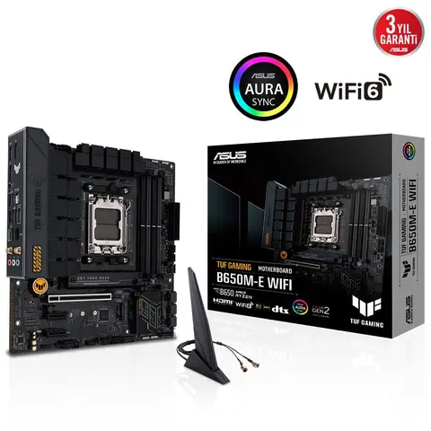 ASUS TUF GAMING B650M-E WIFI 6400MHz OC DDR5 Soket AM5 M.2 HDMI DP mATX Anakart