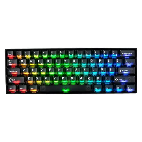 AKKO MONSGEEK FUN60 Max White Hall Effect Glare Manyetik Switch 8K Hz ARGB Kablosuz Hotswap Türkçe Gaming Klavye