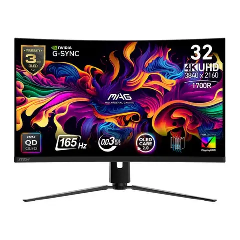 MSI MAG 321CUP QD-OLED 31.5 inç 165Hz 0.03ms 4K UHD Adaptive Sync QD-OLED Kavisli Gaming Monitör