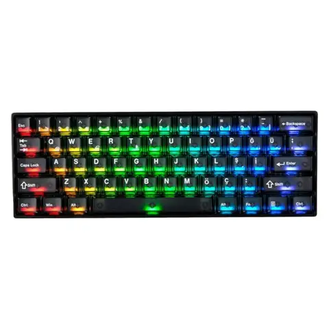 AKKO MONSGEEK FUN60 Pro White Hall Effect Glare Manyetik Switch 8K Hz ARGB Kablosuz Hotswap Türkçe Gaming Klavye