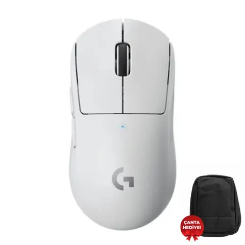 Logitech G PRO X Superlight Ultra Hafif HERO 25.600 DPI 400 IPS LIGHTSPEED Kablosuz Oyuncu Mouse – Beyaz – Çanta Hediyeli