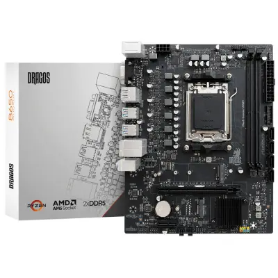 Dragos B650 D5 AM5 DDR5 6000MHz,1x PCIe 4.0 M.2, SATA, USB 3.2, HDMI, DP, 2.5G 3x ARGB mATX Anakart