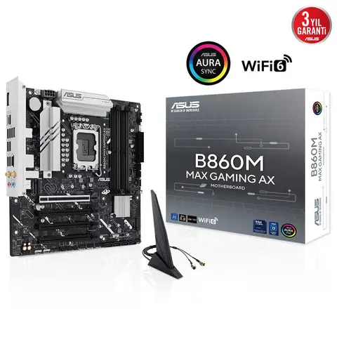 ASUS B860M MAX GAMING AX 8666Mhz(OC) M.2 1851p mATX Anakart