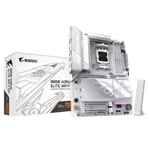 Gigabyte B850 A ELITE WF7 ICE Sc-AM5 DDR5 8200Mhz 3xM2 2.5Gbit Wi-Fi 7 AMD Anakart
