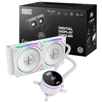 Dragos FrostBite 240 Intel-AMD 240MM Isı Göstergeli ARGB Beyaz Sıvı Soğutucu