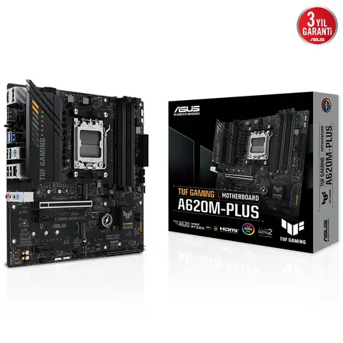 ASUS TUF GAMING A620M-PLUS 6400MHZ(OC) RGB M.2 AM5 MATX DDR5 ANAKART