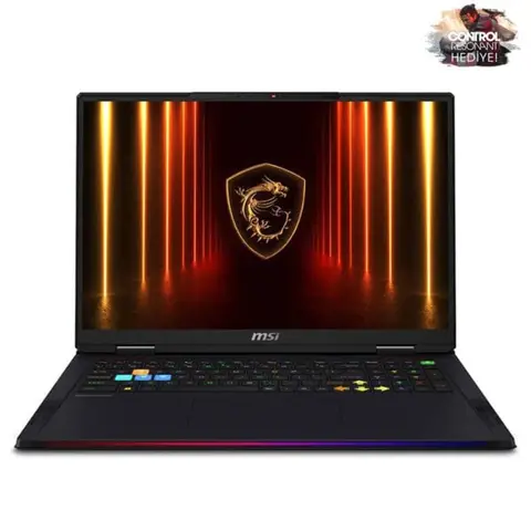 MSI RAIDER 18 HX AI A2XWIG-218TR Intel Core Ultra 9-285HX GeForce RTX 5080 16GB 175W 64GB DDR5 4TB SSD 18 inç 4K UHD+ 120Hz MiniLED W11 Home Gaming Laptop