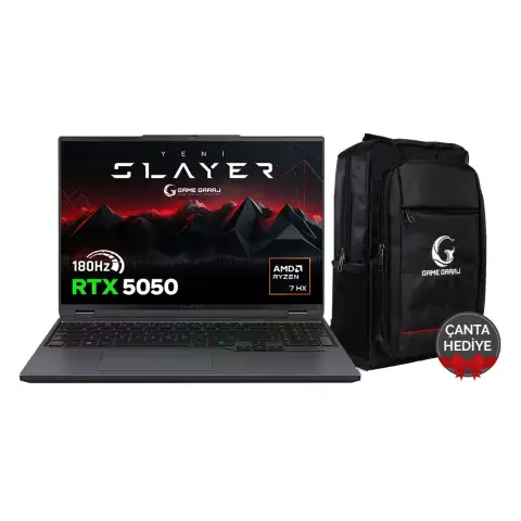 Game Garaj Slayer R7T-5050 C8 R7 8840HX 16GB RAM 500GB SSD RTX5050 16" 180Hz QHD+ FreeDos Oyuncu Laptop