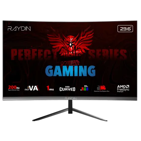 Raydin MM24RFA 23.6 inch 1920x1080 1ms 200Hz Multimedia HDMI DP R1650 Curved Oyunuc Monitörü