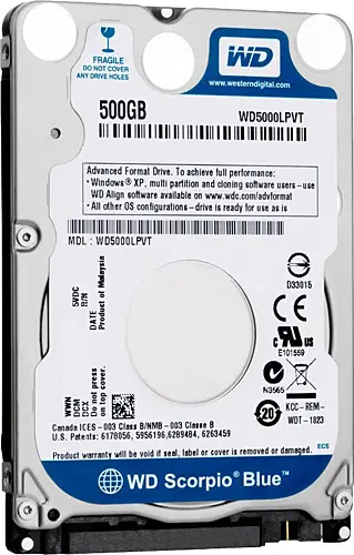 Western Digital Blue WD5000LPVX SATA 3.0 5400 RPM 2.5" 500 GB Harddisk