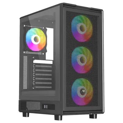 PowerBoost A601B 600W 80+ Bronze Tempered Glass USB 3.0 RGB Siyah ATX Mid Tower Kasa