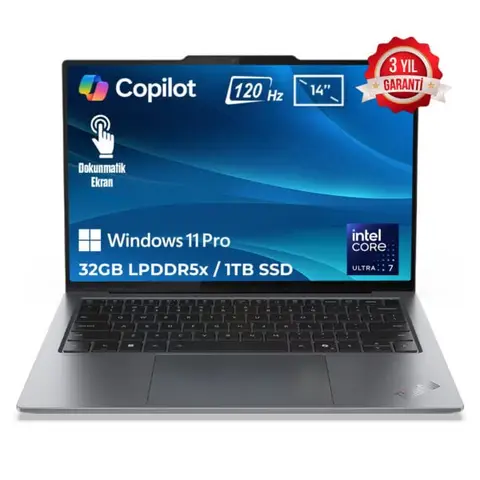 Lenovo ThinkPad X9-14 G1 Intel Core Ultra 7-258V 32GB LPDDR5x 1TB SSD 14 inç 2.8K 120Hz OLED W11 Pro Copilot Dokunmatik Laptop (21QA0025TX)