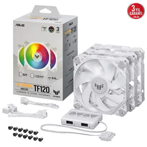 ASUS TUF GAMING TF120 ARGB 120mm Beyaz Üçlü Kasa Fanı