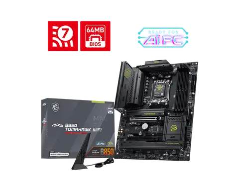 Msi MAG B850 TOMAHAWK WIFI Sc-AM5 DDR5 8200Mzh 3xM2 5Gbe Wi-Fi 7 ATX AMD Anakart