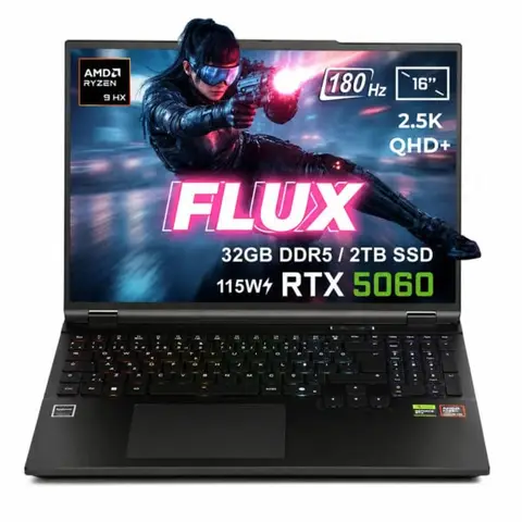 GameRaider FLUX GR16 AMD Ryzen 9-8940HX GeForce RTX 5060 8GB 115W 32GB DDR5 2TB SSD 16 inç 2.5K QHD+ 180Hz W11 Home Gaming Laptop – Çanta Hediyeli