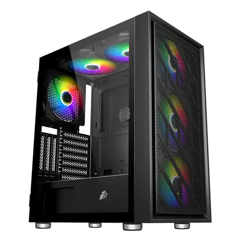 1ST Player AR7 Siyah 650W 80+ ARGB 4X12CM Fan Temperli Cam Mesh USB 3.0 ATX Kasa