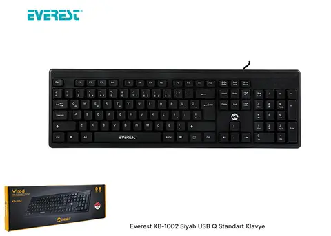 Everest KB-1002 USB Q TR Standart Siyah Kablolu Klavye