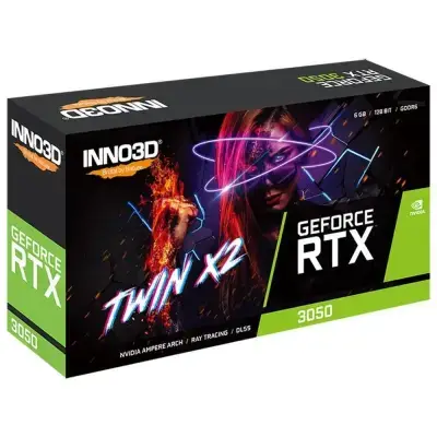 Inno3D ASUS RTX3050 Twin x2 Nvidia GDDR6 96Bit Hdmi.Display Çift Fan 6GB Ekran Kartı