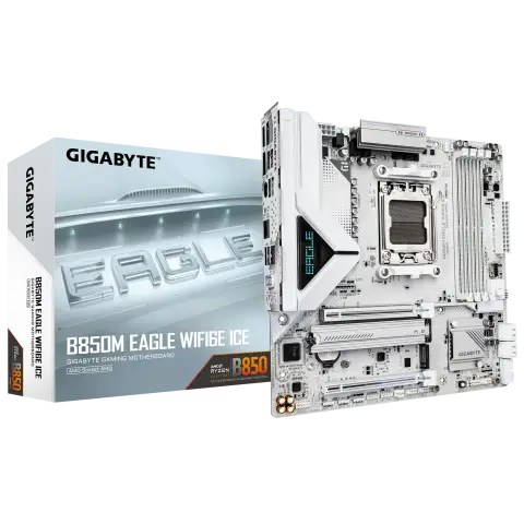 Gigabyte B850M EAGLE WIFI6E ICE Sc-AM5 DDR5 8200Mzh 2xM2 2.5Gbe Wi-Fi 6E ATX AMD Anakart