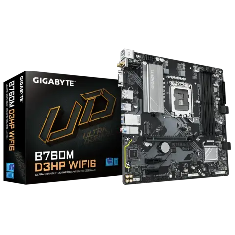 Gigabyte B760M D3HP WIFI6 Sc-1851 DDR5 5600Mzh 2xM.2 1gBit Lan Wi-Fi 6E VGA HDMI DP mATX INTEL Anakart