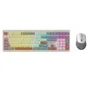 Everest KM-78 Rena Krem/Gri/Kahve Kablosuz 2.4 + BT RGB Aydınlatmalı Sessiz Q Klavye Mouse Set