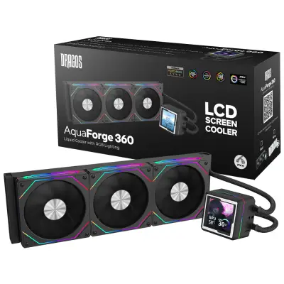 Dragos AquaForge 360 Intel-AMD 360MM LCD Ekranlı ARGB Siyah Sıvı Soğutucu