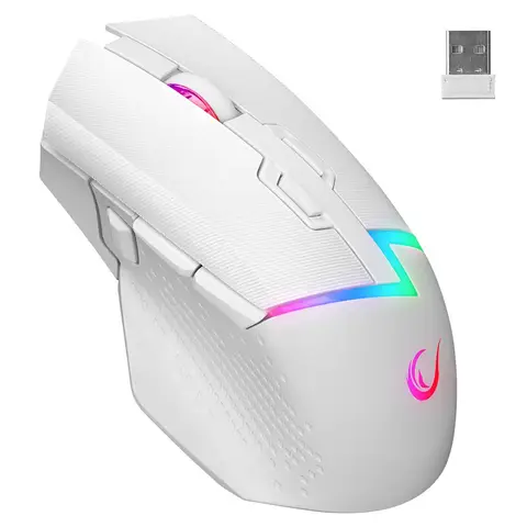 RAMPAGE DROP M3 Beyaz RGB Şarjlı Kablosuz 10000DPI 10D Gaming Oyuncu Mouse