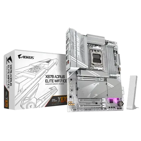 Gigabyte X870 AORUS ELITE WIFI7 ICE Sc-Am5 DDR5 8200Mhz 2xM2 Wifi7 2.5Gbit ATX AMD Anakart