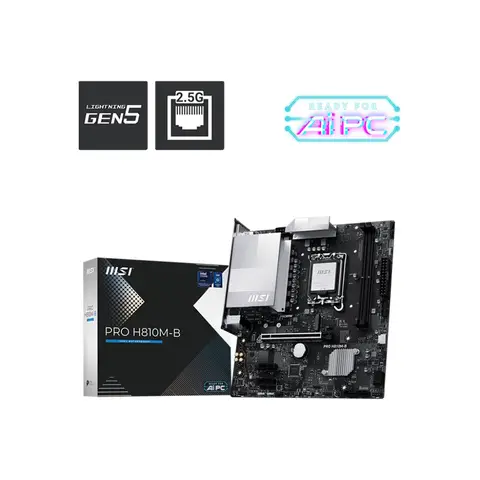 MSI PRO H810M-B 6400MHz (OC) DDR5 Soket LGA1851 M.2 HDMI DP mATX Anakart