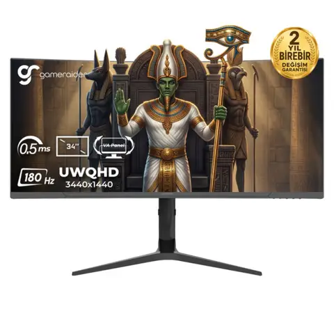 GameRaider OSIRIS GR34UC18V 34 inç 180Hz 0.5ms UWQHD Adaptive Sync VA Kavisli Gaming Monitör – 2 Yıl Birebir Değişim Garantili
