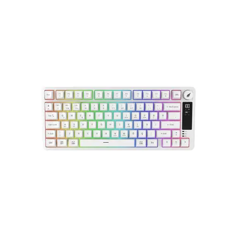 Hawk Gaming HK255 Membrane LCD RGB Kablosuz Beyaz Gaming Klavye