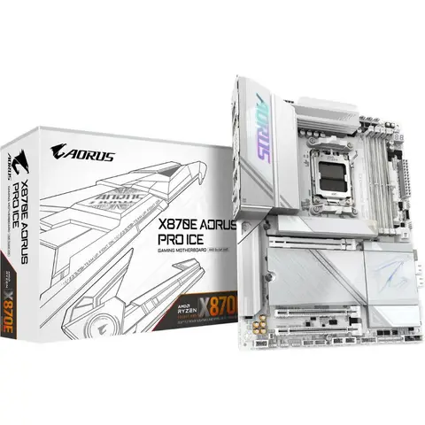 GIGABYTE X870E AORUS PRO ICE AMD AM5 DDR5 8000MHZ 4X M.2 USB3.2 ATX ANAKART